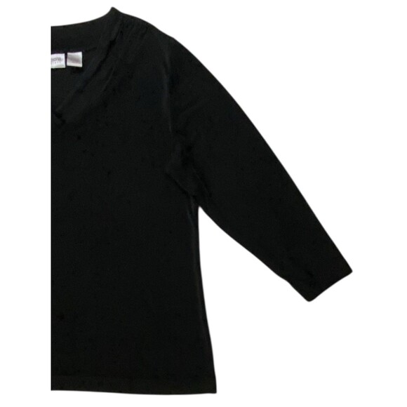 Chicos Travelers Womens Tunic Top Size 2 (US L/12) Black Stretch Blouse 3/4 Slv - Picture 8 of 11